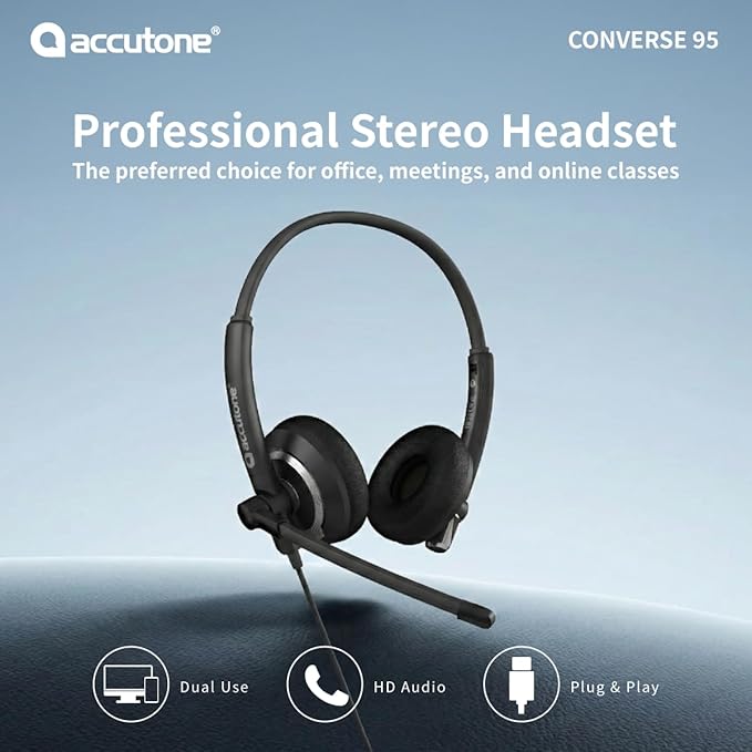 Accutone Conversation 95 Wired Office USB Headset - Image 3
