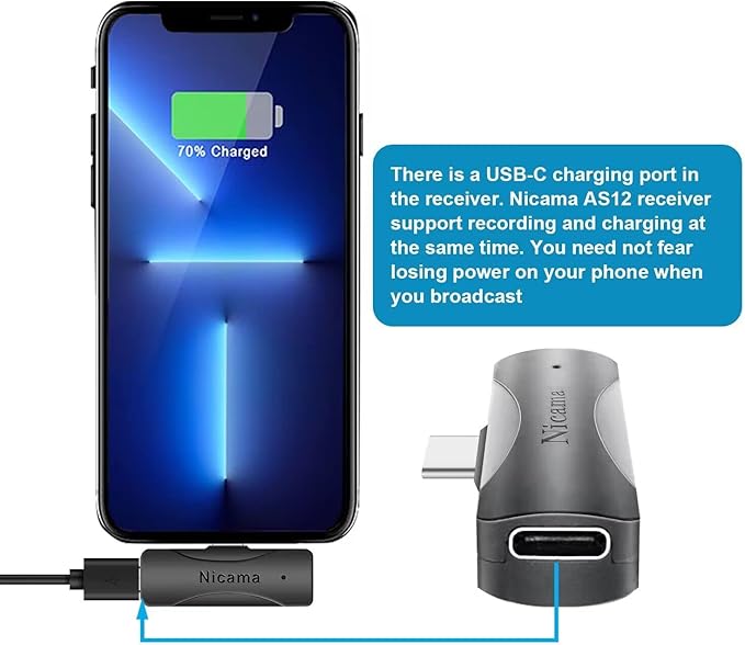 Nicama AS12 USB-C Wireless lavalier Microphone - Image 2