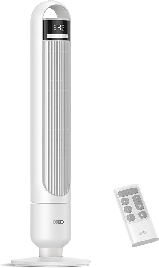 DREO Tower Fan for Bedroom, 4 Speeds, 3 Modes Standing Fans for Room by DREO