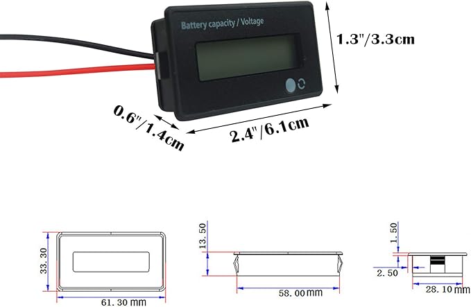 12V 24V 36V 48V Battery Meter, Battery Capacity Voltage Indicator, - Image 3