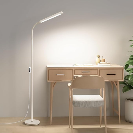White LED Reading Floor Lamp, Bright 12W Dimmable Standing Light, Adjustable by dujunlinghang