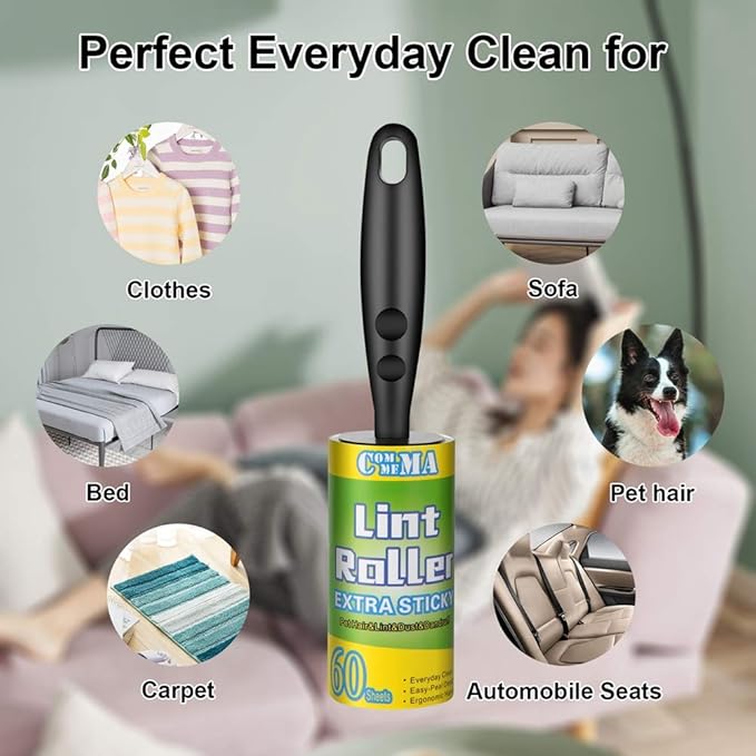 COMMEMA Lint Rollers for Pet Hair Extra Sticky, Pet Hair Remover Set Brush for - Image 2