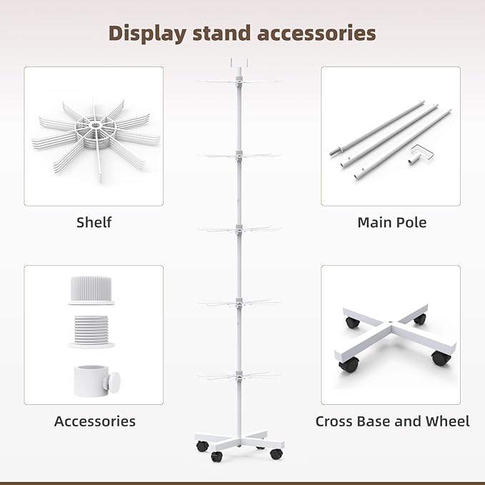 YEOOE Retail Display Racks 5 Tier Spinning Display Stand, Movable Shop Spinner - Image 4