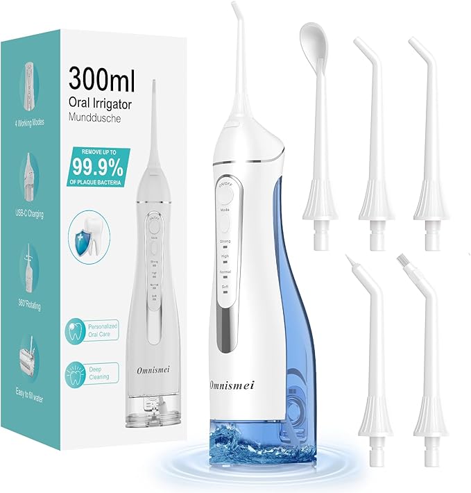 Water Dental Flossers for Teeth, 300ML Cordless Portable Electric Water Flosser by FlossSmarterSmileBrighter
