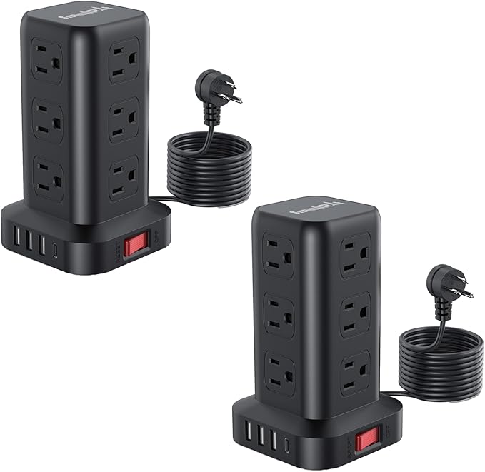 2 Pcs Power Strips with Surge Protection, 6.5 FT Extension Cord with Multiple by SMALLRT