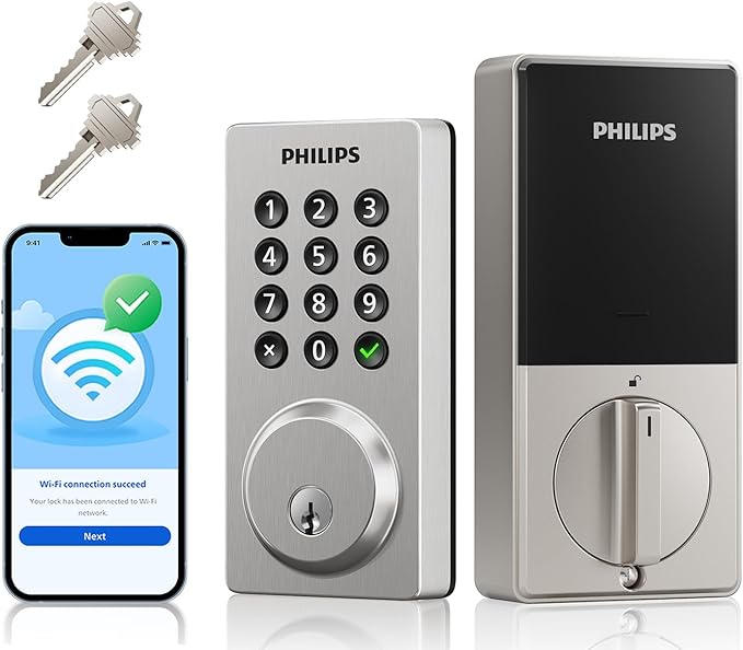 Philips WiFi Smart Keypad Deadbolt Lock, App Remote Control, No Hub Required by Philips