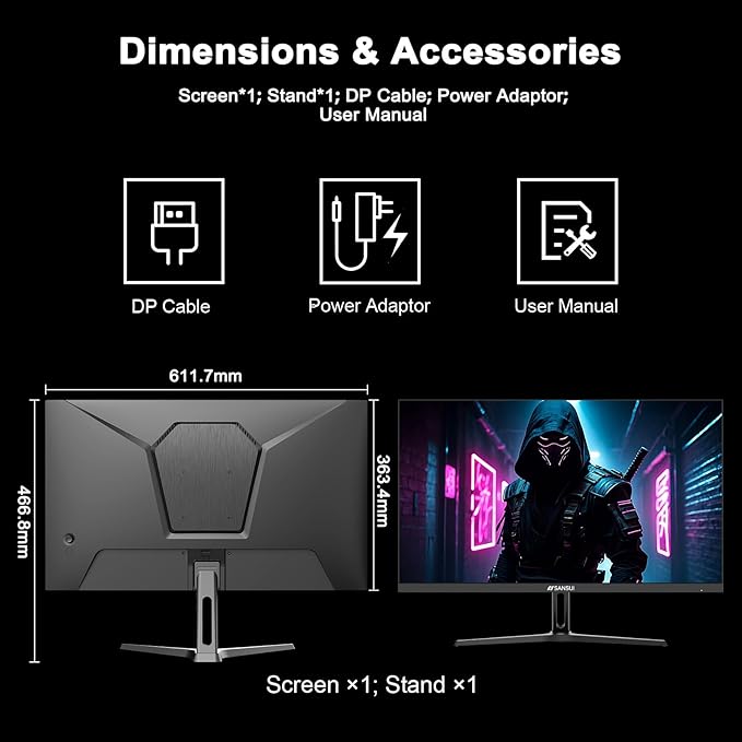 SANSUI 27 Inch WQHD 2560 x 1440 IPS Gaming Monitor, 200Hz 180Hz 1ms Computer - Image 9