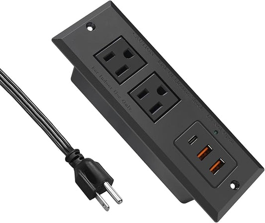 20W Recessed Power Strip USB C Fast Charge Desk Power Outlet Type C Flush by 4LEAF