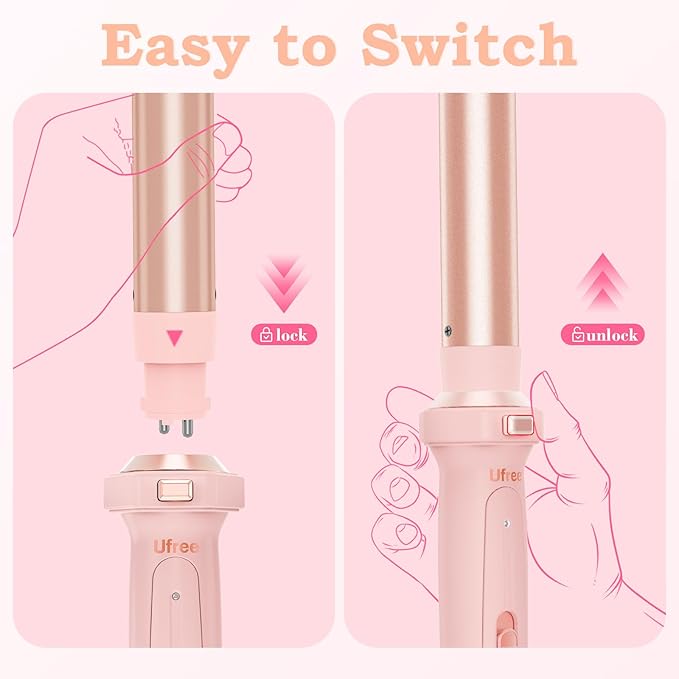 Ufree 5 in 1 Curling Iron with Ceramic Barrels, Curling Wand Set with Flat Iron - Image 6