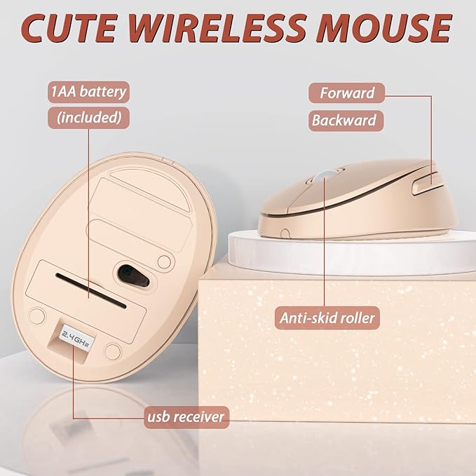 Wireless Keyboard and Mouse, KOOTOP Cute Keyboard and Mouse, 2.4G Wireless - Image 4