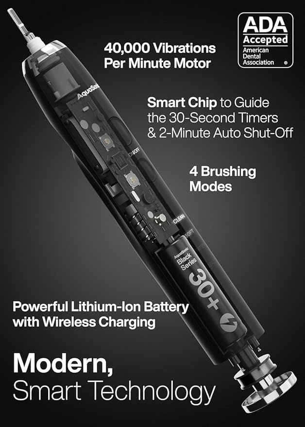 Aquasonic Black Series Ultra Whitening Toothbrush – ADA Accepted Electric - Image 2
