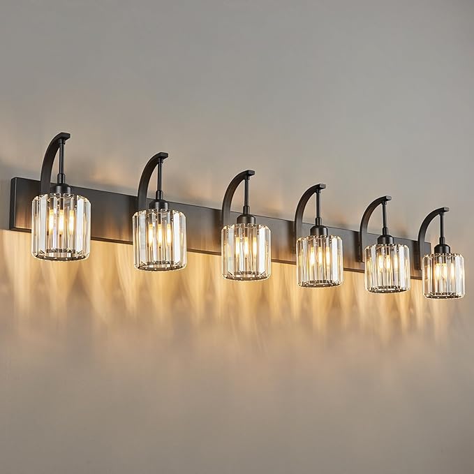 FDPBY 6-Light Crystal Vanity Light, 51.18" Long Over Mirror Lighting by FDPBY