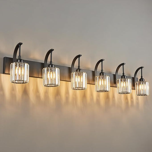 FDPBY 6-Light Crystal Vanity Light, 51.18" Long Over Mirror Lighting by FDPBY