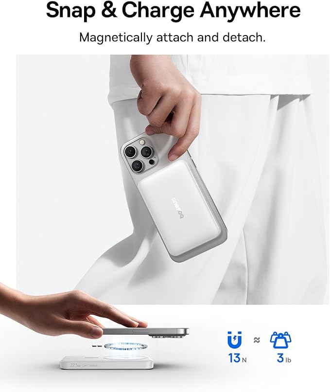 Baseus for MagSafe Portable Charger, Qi2 Certified 15W Wireless Magnetic Power - Image 5