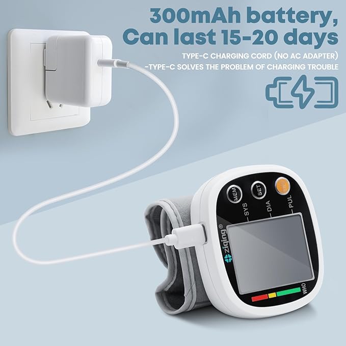 Wrist Blood Pressure Monitor for Home Use, Rechargeable Bp Machine Automatic - Image 6