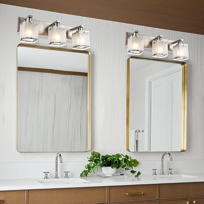 WINSHEN Modern 3-Lights Brushed Nickel Vanity Lights, Bathroom Light Fixture - Image 5