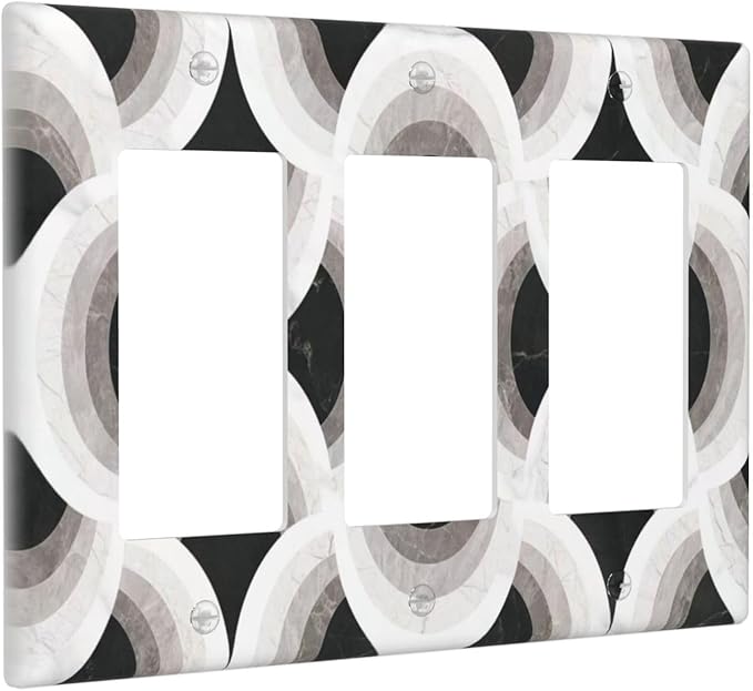 Bvtewkhz Black/White Art Marble 3 Gang Triple Rocker Decorative Light Switch by Unknown