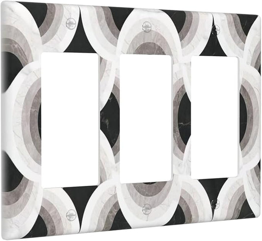 Bvtewkhz Black/White Art Marble 3 Gang Triple Rocker Decorative Light Switch by Unknown