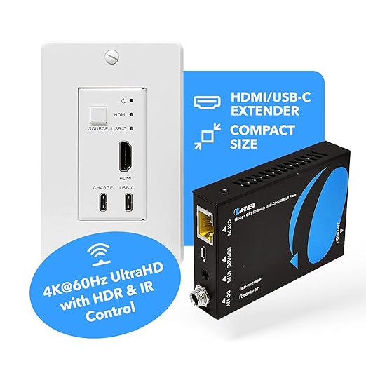 OREI 4K HDMI/USB-C Extender, Over Single Cat6/Cat7 Cable Wall Plate Transmitter - Image 8
