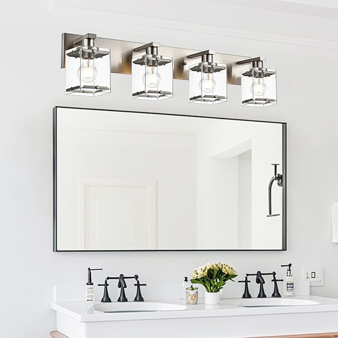 WINSHEN 4-Lights Bathroom Vanity Light Fixtures in Brushed Nickel, E26 Socket - Image 3
