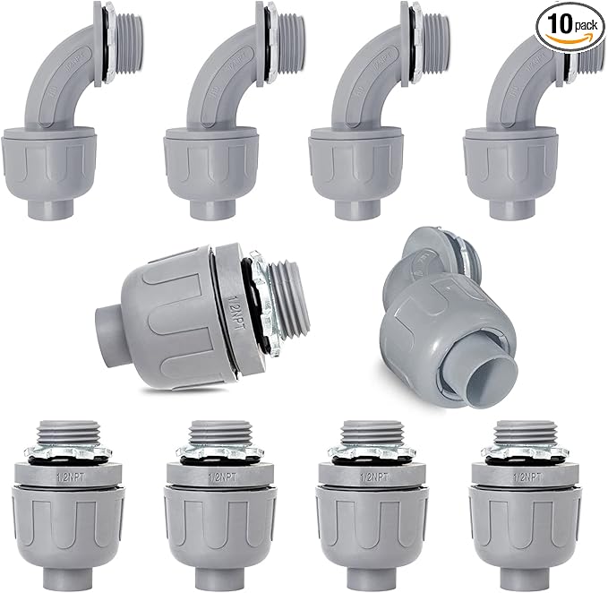 Wocloer 1/2 inch Liquid Tight Connector PVC Flexible Conduit Connector UL by Wocloer