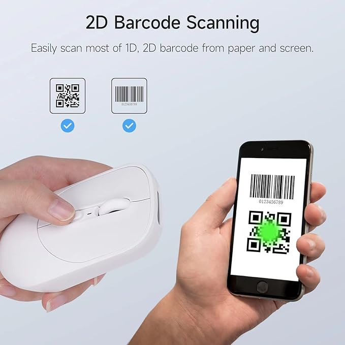 THARO New Wireless Mouse Barcode Scanner, 2-in-1 Design 2D Handheld Barcode - Image 3