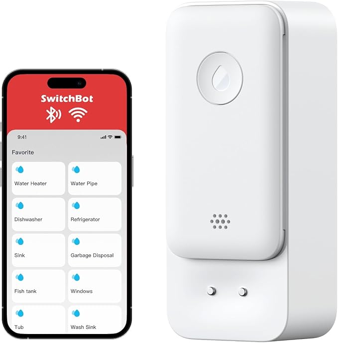 SwitchBot WiFi Water Sensor, Smart Water Leak Detector, 100dB Adjustable Alerts by SwitchBot