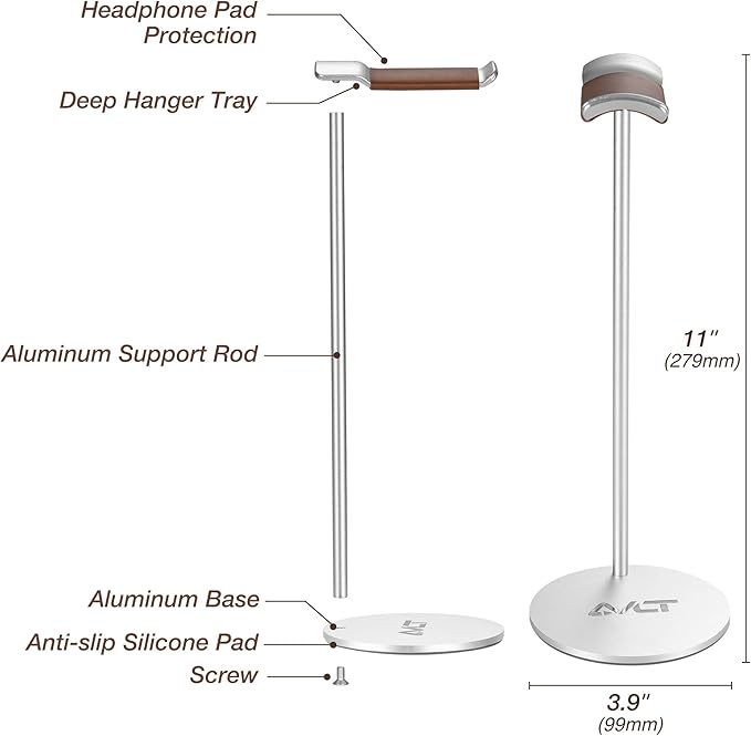 AVLT Universal Slim Aluminum Alloy Desktop Headphone Stand Anti-Slip Headset - Image 4