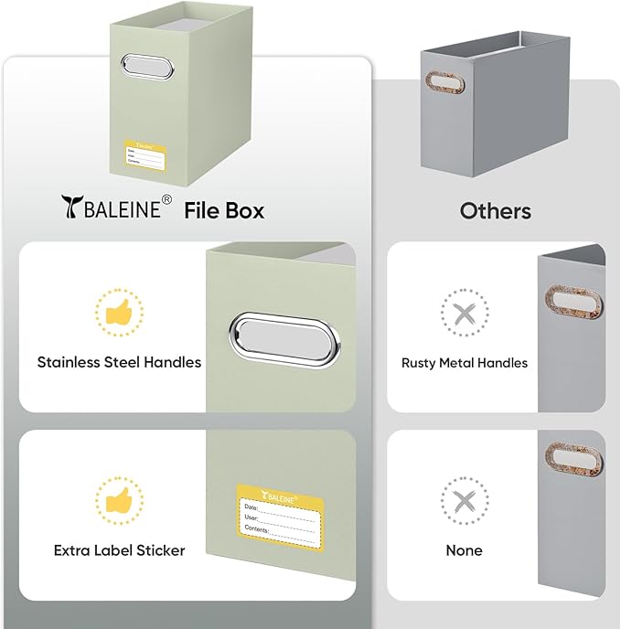 BALEINE File Organizer Box, Cardboard File Folder Organizer - Image 5