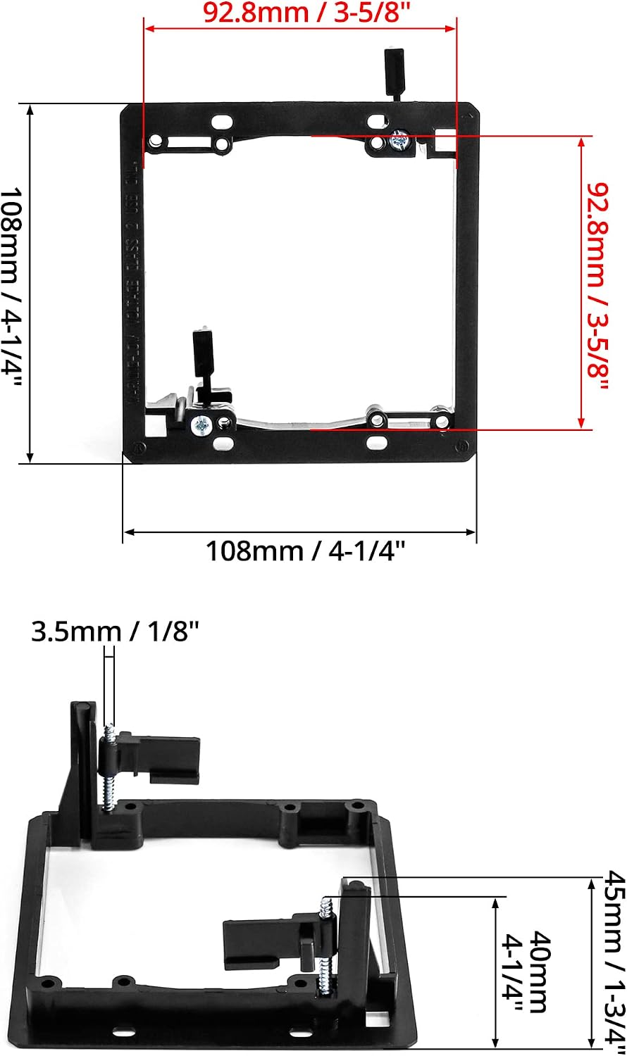 QWORK Low Voltage Mounting Bracket, 10 Pack 2 Gang Dual Gang Drywall Mounting Wall Plate Bracket, Flush Installation of Wall Panels, with Mounting Screws