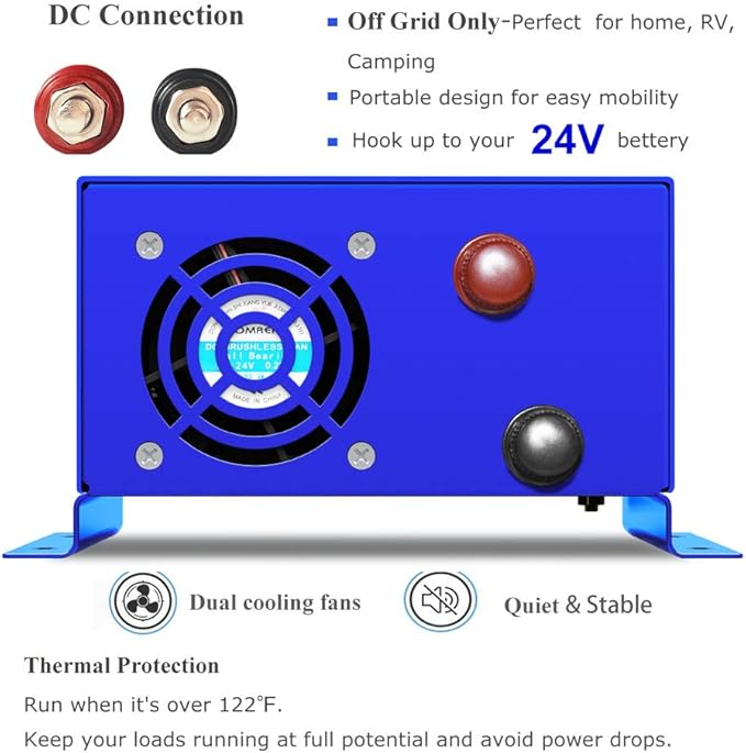 XYZ INVT 800 Watt Pure Sine Wave Inverter 24V DC to 110V 120V AC, 800W Power - Image 2