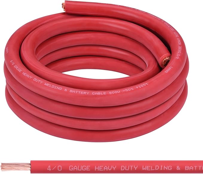 Shirbly 4/0 Gauge Battery Cable, 20FT Red 4/0 AWG Pure Copper Wire Welding Cable by Shirbly