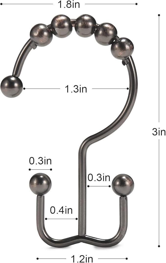 Shower Curtain Hooks, Goowin Shower Curtain Rings, Stainless Steel Shower - Image 3