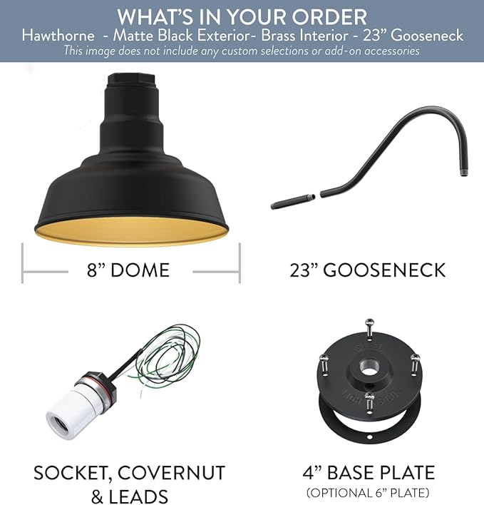 Steel Lighting Co. Hawthorne Barn Light | Outdoor Wall Mounted | 8 inch Dome | - Image 6