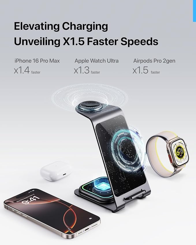 Intoval Aluminum 3 in 1 Wireless Charging Station - Image 8