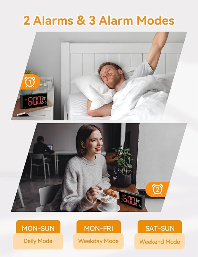 Netzu Alarm Clocks for Bedrooms, Digital Alarm Clock - Image 4