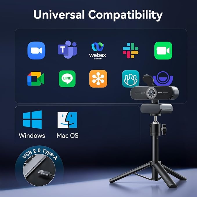 EMEET C60E 4K Webcam with Tripod, Streaming Camera with PDAF Autofocus - Image 9