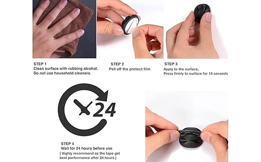 OHill Desk Cable Management Cord Organizer, 24 Pack Black Self Adhesive Cord - Image 4