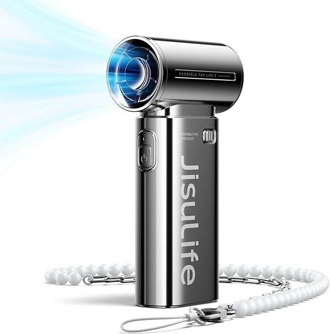 JISULIFE Portable Handheld Fan Life9, Turbo Power High Speed Air, 5 Gear Wind by LivechillStaycool