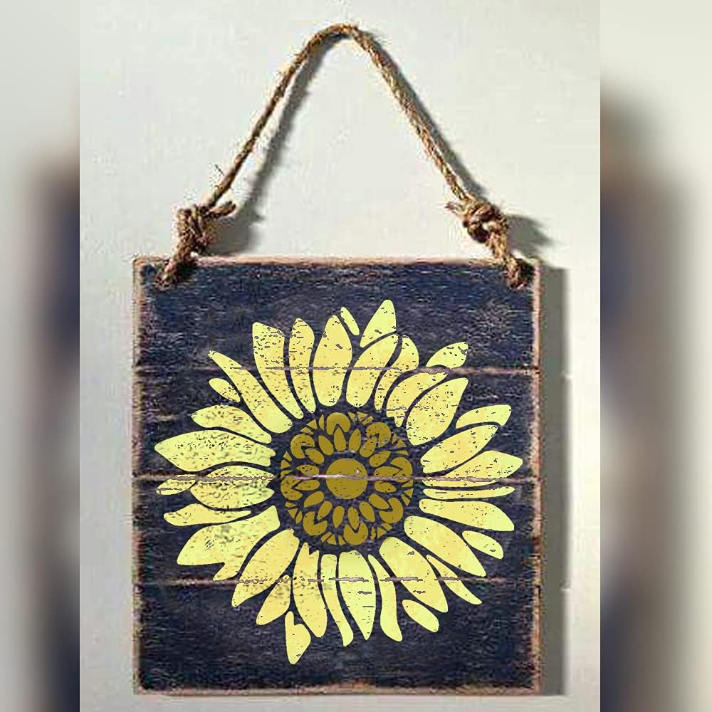 12x12 Inch Boho Sunflower Stencil for Painting on Wood, Canvas, Paper, Fabric and Furniture - Reusable Floral Craft Stencils - Large Flower Stencils - Wall Stencil for Painting Large Pattern