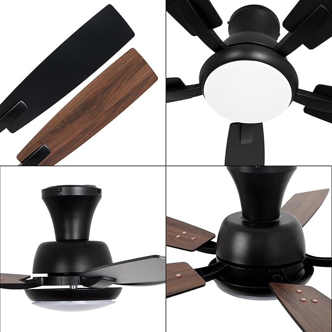 revoici Ceiling Fans with Lights, 52 Inch Black and Brown Wood Ceiling Fan - Image 3