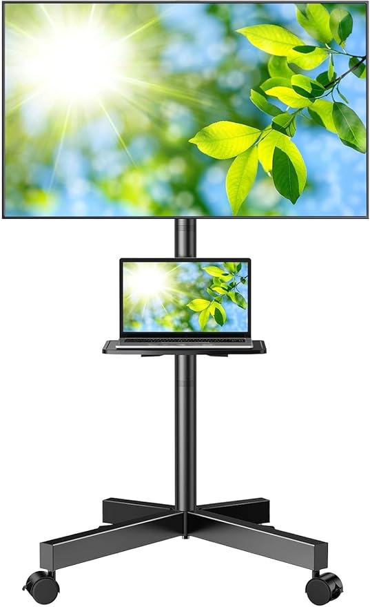 PERLESMITH Mobile TV Stand for 23-60 Inch LCD LED Flat/Curved Screen TVs by PERLESMITH