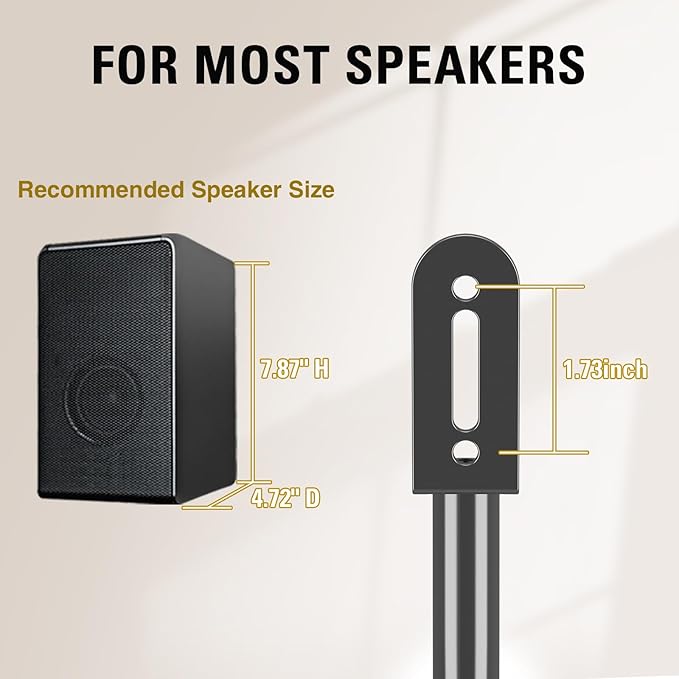 Mounting Dream Speaker Stands Pair, Max 39" Height Adjustable, Heavy Duty Base - Image 2