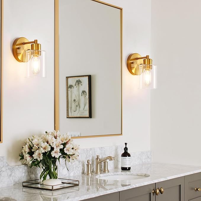 SOPEAS 1-Light Wall Sconce Gold, Vanity Light, Wall Mount Bathroom Mirror - Image 8