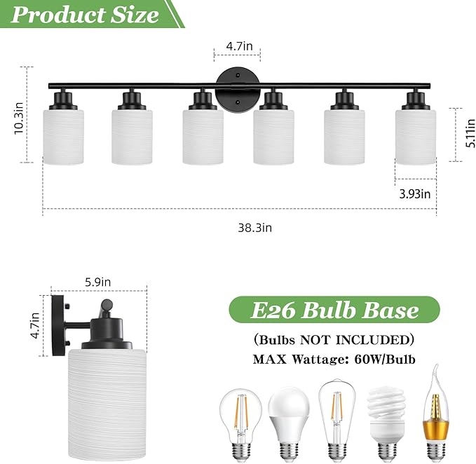Guliaofo 6-Light Bathroom Light Fixtures, Vanity Lights - Image 3