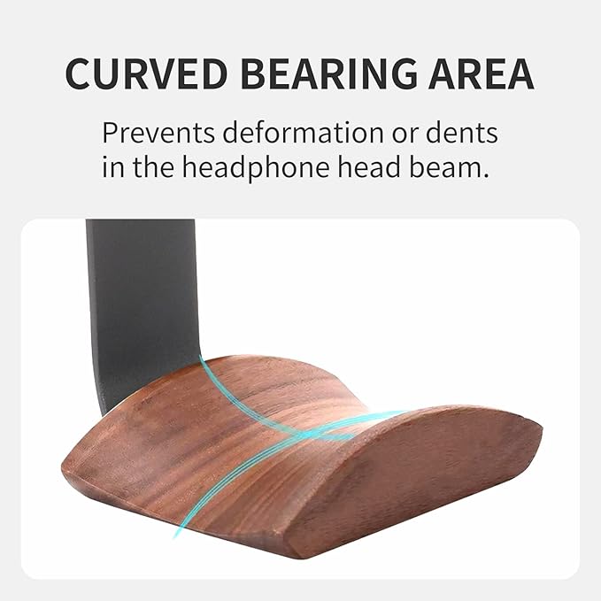 Mt.Jun Walnut Wood Headphone Wall Mount Holder, - Image 3
