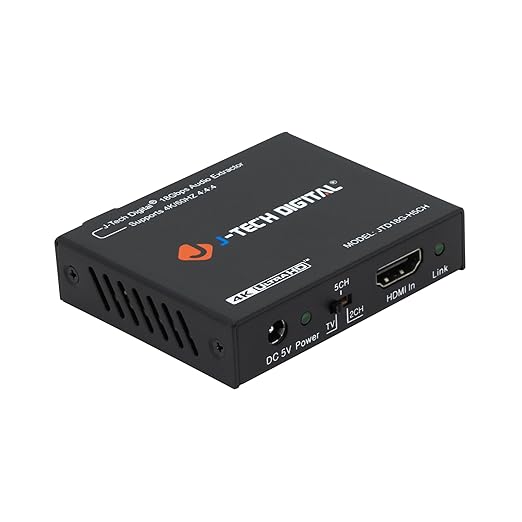 4K 60Hz HDMI Audio Extractor Converter SPDIF + 3.5MM Output Supports HDMI 2.0 by J-TechDigital