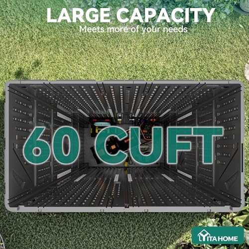 yitahome 60 cuft vertical outdoor storage shed w/o, close-up detail