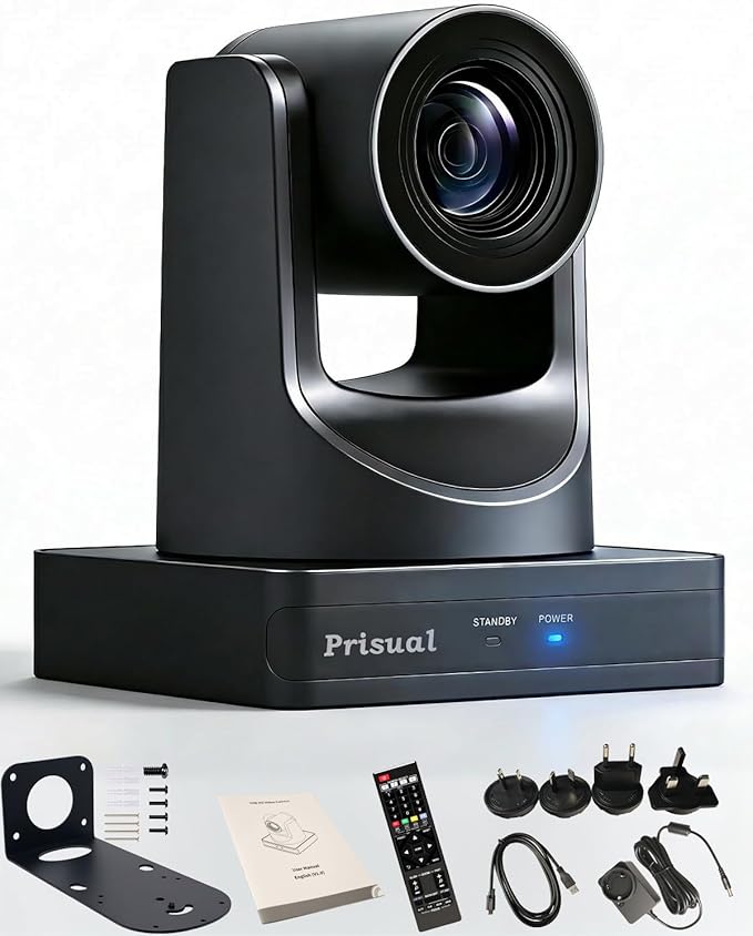 Prisual NDI 6.1.1 PTZ Camera, Ai Auto-Tracking, 20x Optical Zoom LAN USB3.0 PoE by Prisual