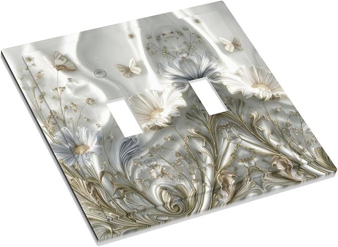 Bvtewkhz Boho Floral Wild Flower 2 Gang Double Toggle Decorative Light Switch - Image 3